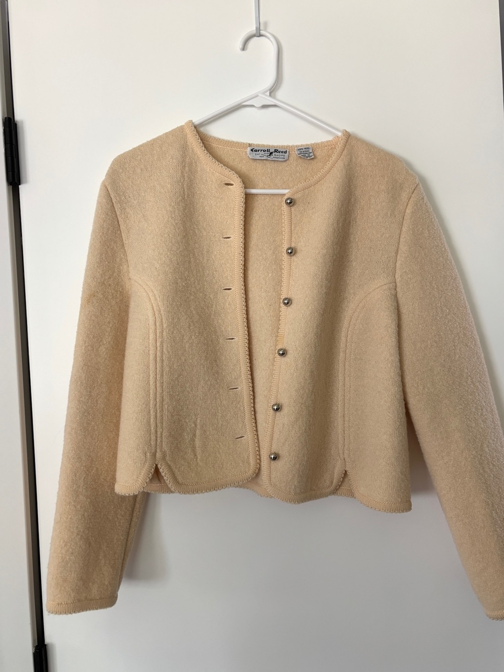 Vintage Carroll Reed Cream Cropped Bouclé Jacket